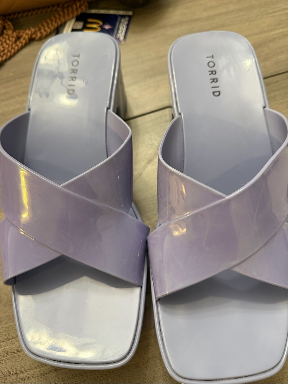 torrid Lavender Gloss Cross-Band Slide Mules